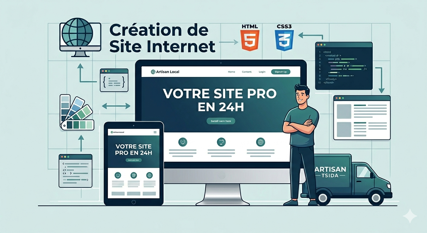 Création de site internet professionnel responsive en 24h pour artisans