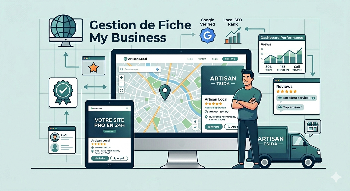 Gestion et optimisation fiche Google My Business pour artisans et commerçants